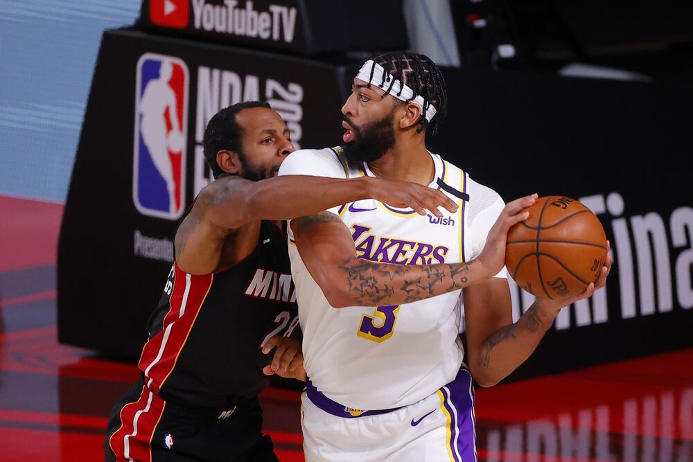 Anthony Davis tallied 15 points in Game 3 of the Finals, his second-lowest output in the 2020 NBA Playoffs. (Photo by Kevin C. Cox/Getty Images)