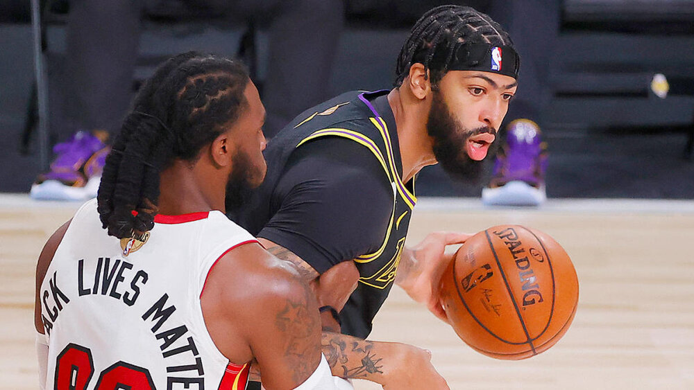 Anthony Davis tallied 28 points in the Lakers’ Game 5 loss to Jae Crowder and the Heat. (Photo by Kevin C. Cox/Getty Images)