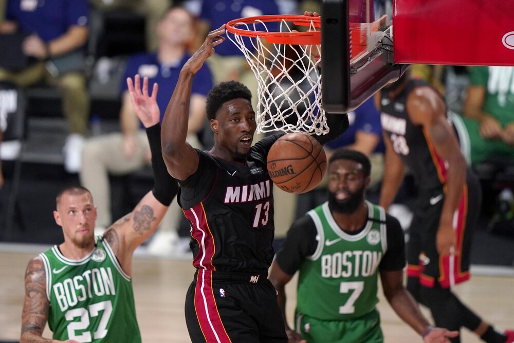 Bam Adebayo tallied 32 points in Miami’s Game 6 win over Boston. (Photo by Mark J. Terrill/AP)
