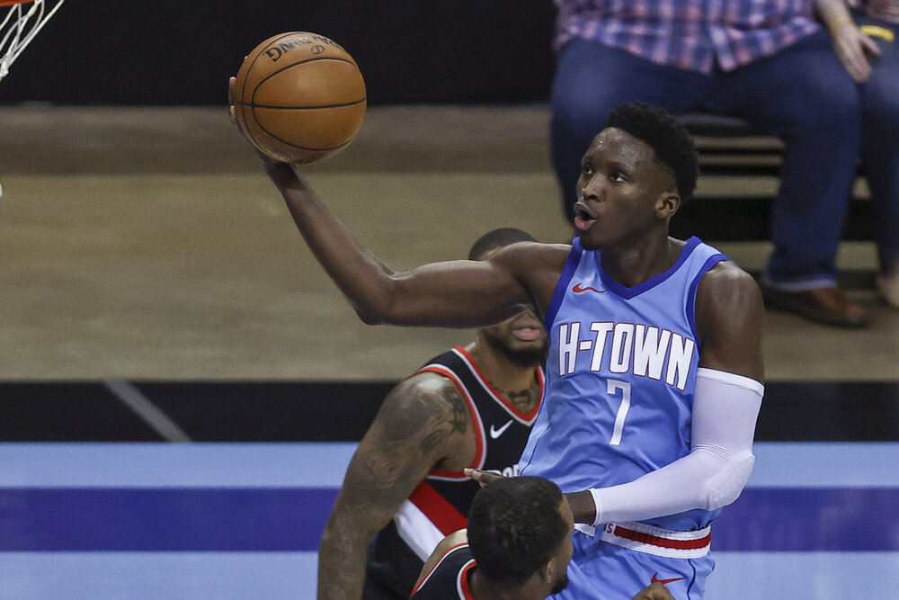 Victor Oladipo is averaging 20.8 points for the Rockets this season. (Photo by Troy Taormina/AP)