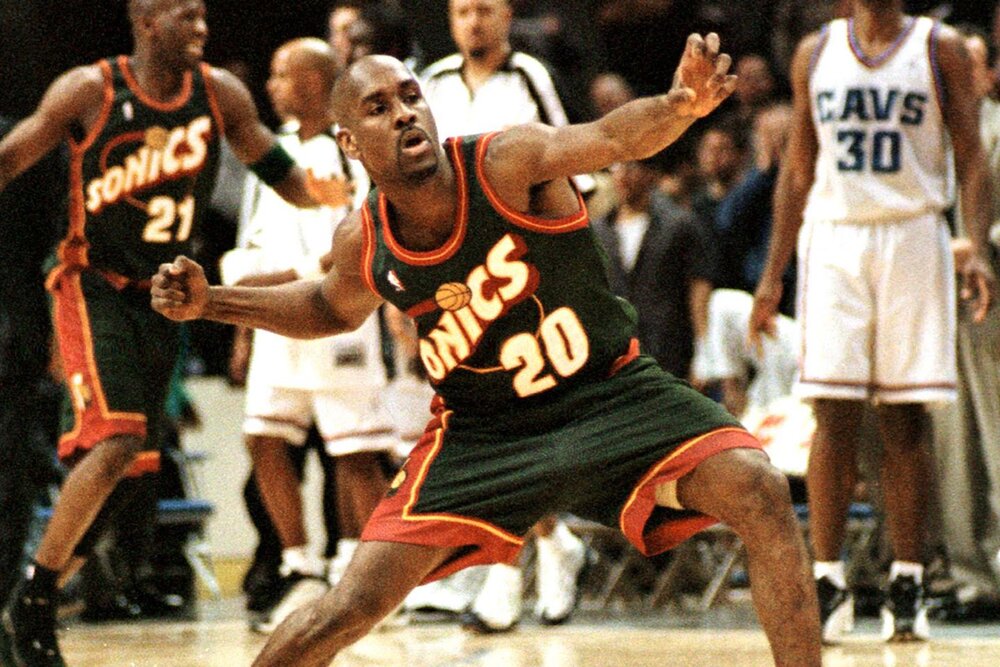 Gary Payton was a nine-time NBA All-Star. (Photo via the Boston Globe)