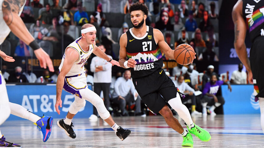 Murray came up with a double-double in the Nuggets’ Game 3 victory over the Lakers. (Photo by Garrett Ellwood/Getty Images)