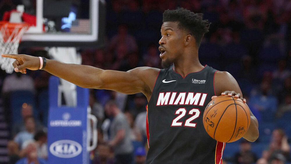 Miami’s Jimmy Butler outdueled Milwaukee’s Giannis Antetokounmpo in Game 1 of their Eastern Conference Semifinals series. (Photo by Kim Klement)