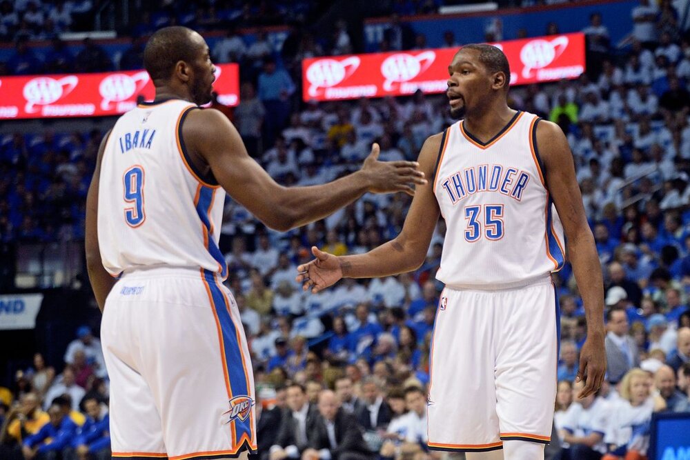 Kevin Durant and Serge Ibaka could team up again with the Brooklyn Nets. (Photo by Mark D. Smith/USA TODAY Sports)