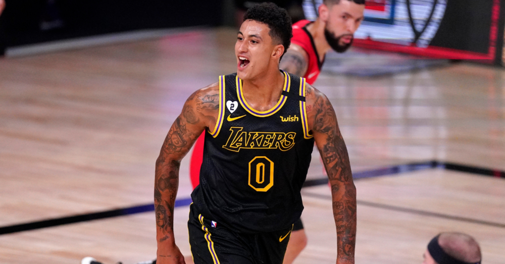 Lakers forward Kyle Kuzma could command a lucrative contract next year. (Photo via Fanbuzz)