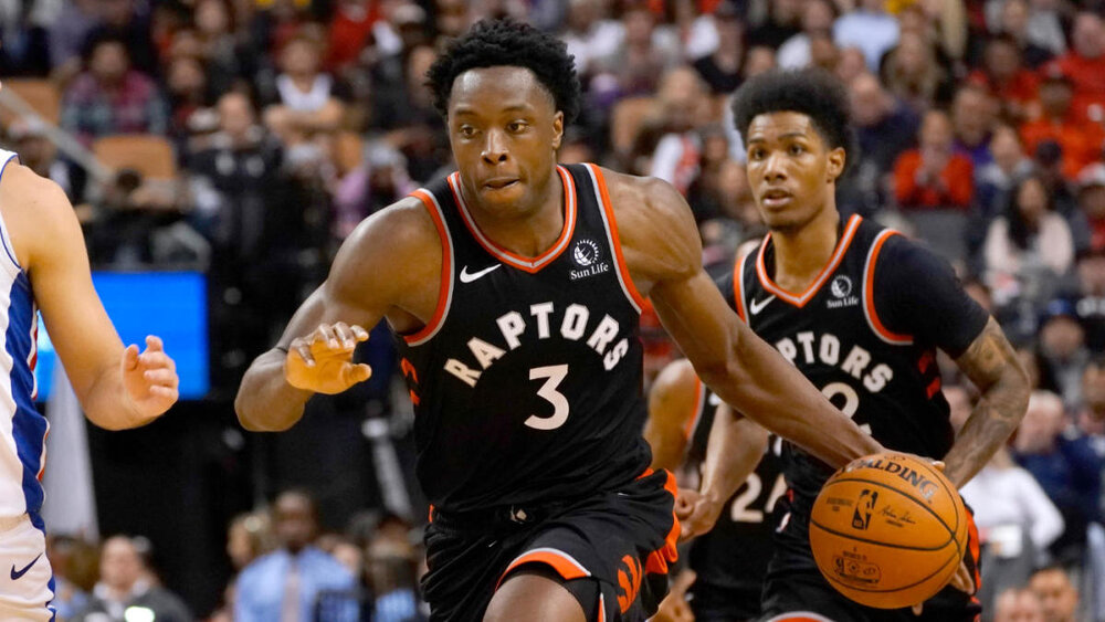 Raptors’ OG Anunoby drained a buzzer-beating triple to beat the Celtics in Game 3. (Photo from CBS Sports)