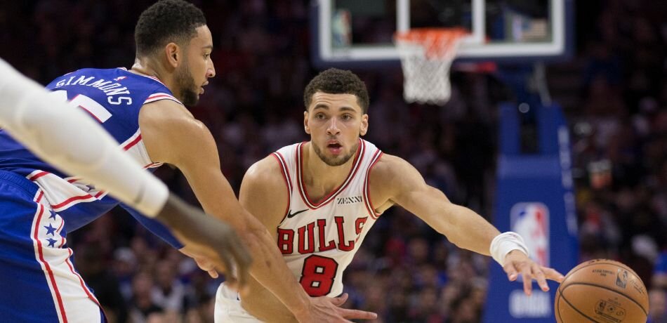 Ben Simmons and Zach LaVine could be traded this season. (Photo by Mitchell Leff/Getty Images)