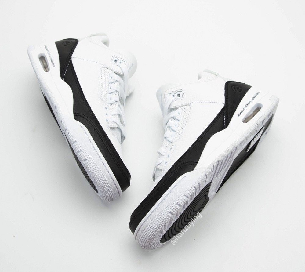 fragment design x jordan 3 white black