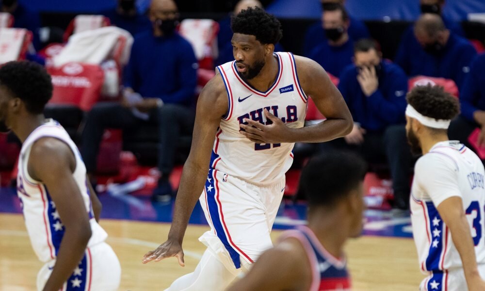 Joel Embiid put up 45 points in the Sixers’ win over the Heat. (Photo by Bill Streicher/USA TODAY Sports)