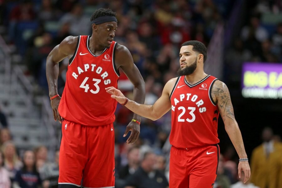 Pascal Siakam and Fred VanVleet combined for 46 points in the Raptors’ win over the 76ers. (Photo via Hoops Rumors)