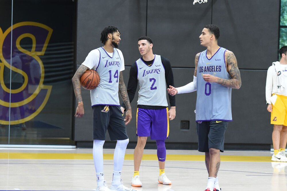 Kuzma could again team up with former teammates Lonzo Ball and Brandon Ingram in New Orleans. (Photo by Andrew D. Bernstein/NBAE/Getty Images)