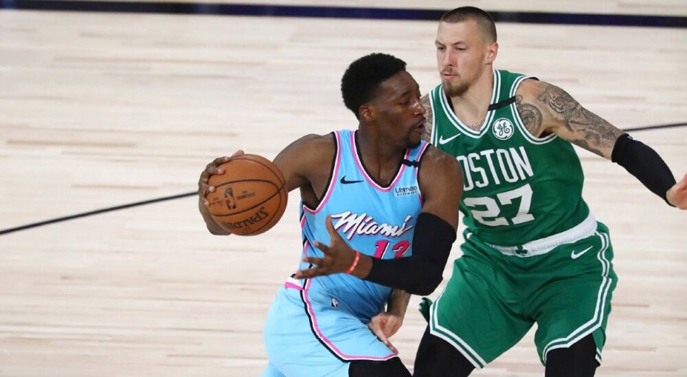Miami’s Bam Adebayo should be more aggressive on offense in this Conference Finals series against Boston. (Photo by Kim Klement/AP)