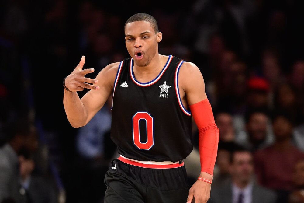 Russell Westbrook scored 41 points in the 2015 NBA All-Star Game. (Photo by Bob Donnan/USA TODAY Sports)