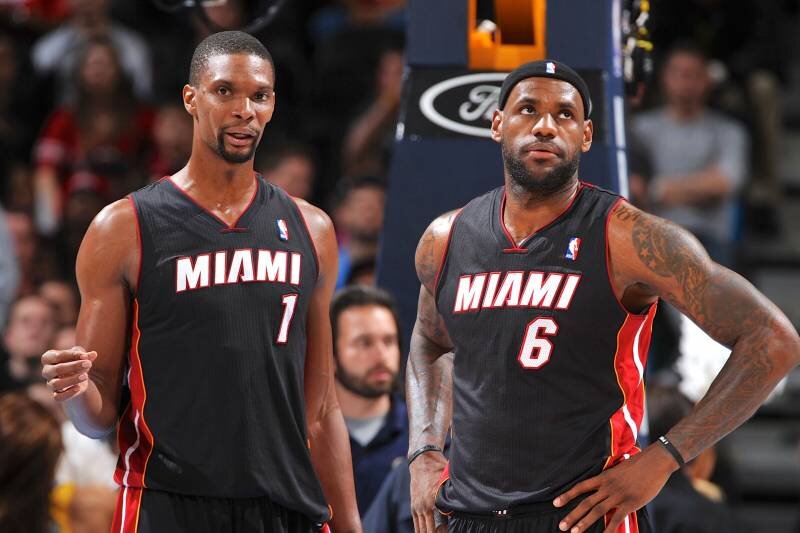 Chris Bosh and LeBron James won two championships in Miami. (Photo from Getty Images)