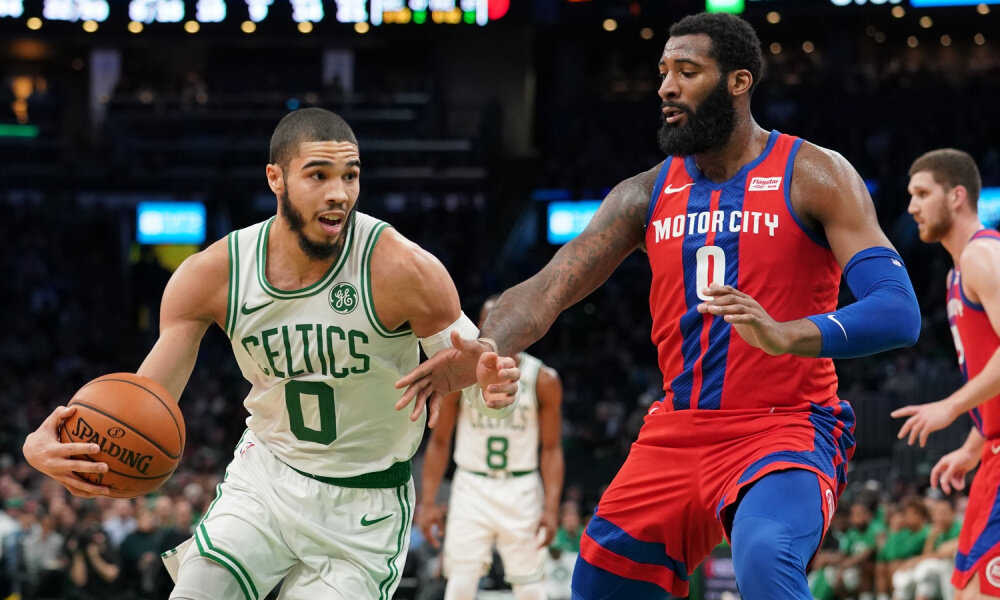 Jayson Tatum and Andre Drummond could team up in Boston next season. (Photo from USA TODAY Sports)