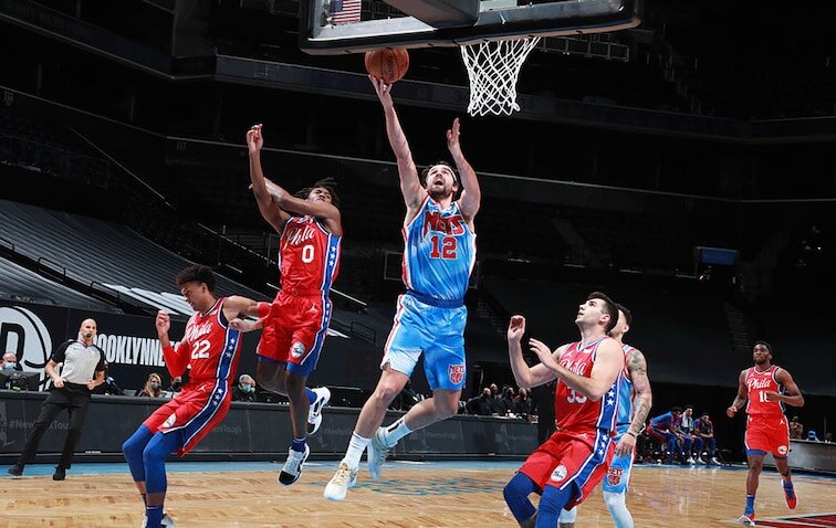Joe Harris scored 28 points in the Nets’ win over the Sixers. (Photo via NBA.com)