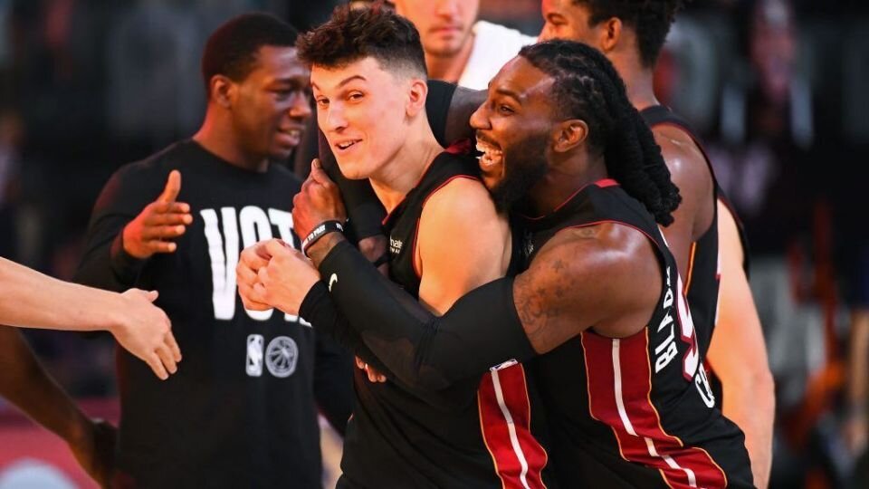 Tyler Herro put up a historic performance to lead the Heat to a 3-1 lead over the Celtics. (Photo via Yahoo Sports)