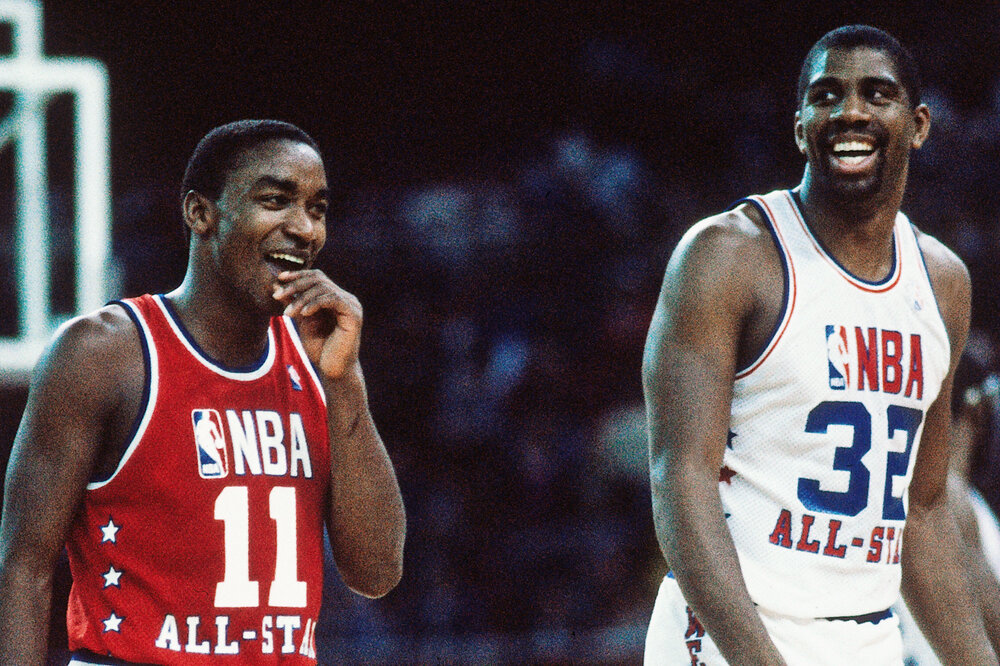 Isiah Thomas tallied 15 assists in the 1984 NBA All-Star Game. (Photo by Andrew D. Bernstein/Getty Images)