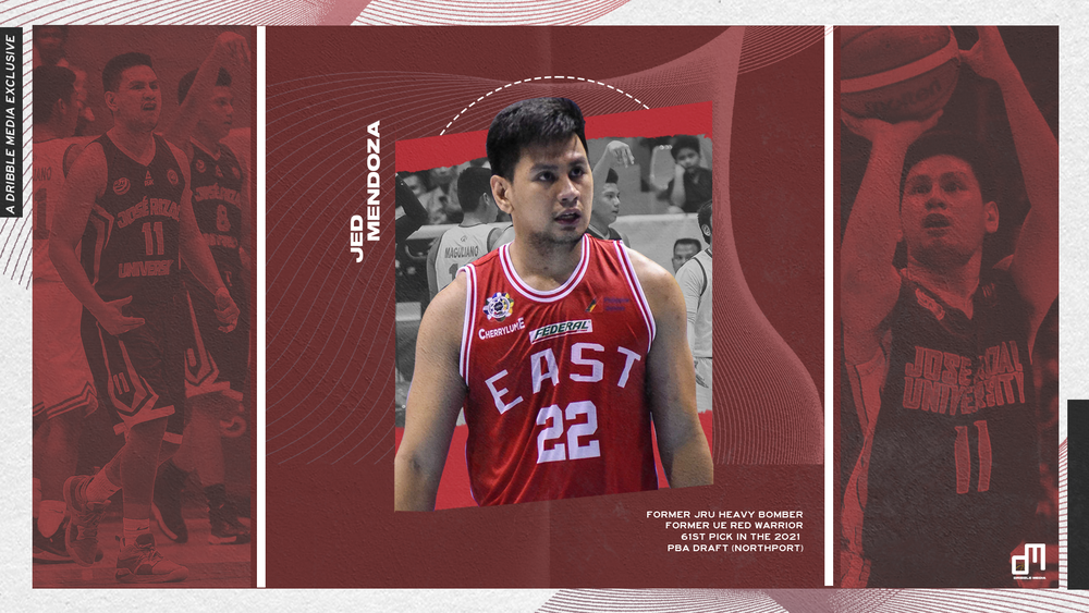 Former UE Red Warriors and JRU Heavy Bomber Jed Mendoza was the 61st pick in the 2021 PBA Draft.