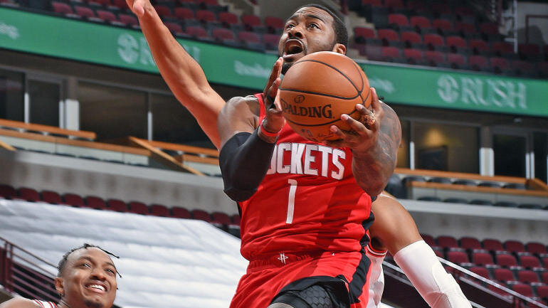 John Wall impressed in his debut in a Rockets uniform. (Photo via Getty Images)