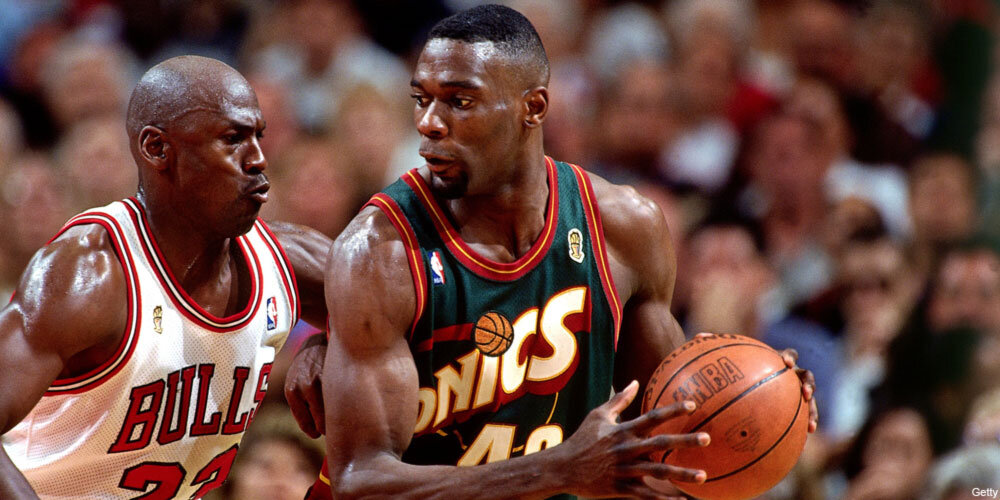 Shawn Kemp played against Michael Jordan in the 1996 NBA Finals. (Photo via Getty Images)