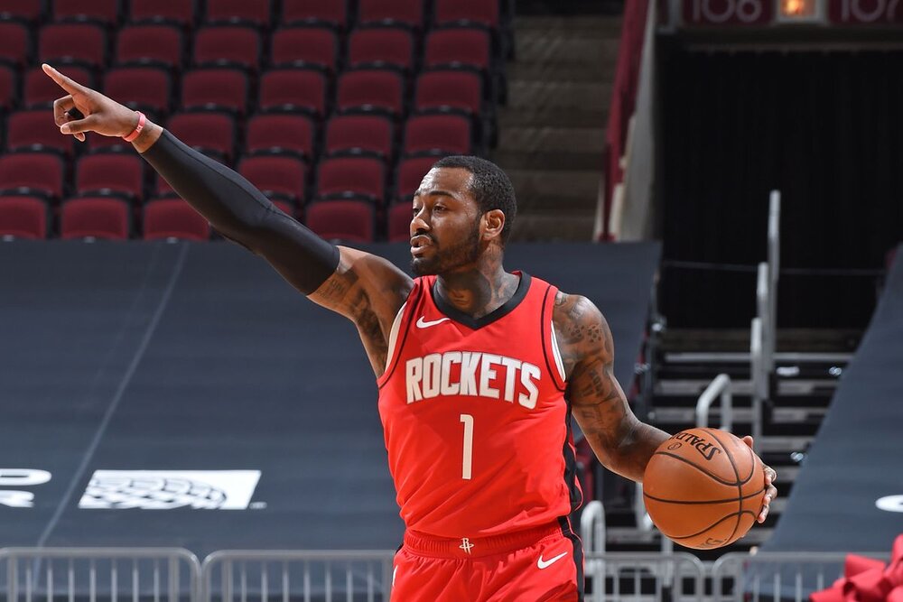 John Wall scored 21 points in his second game as a Rocket. (Photo by Randy Belice/NBAE/Getty Images)